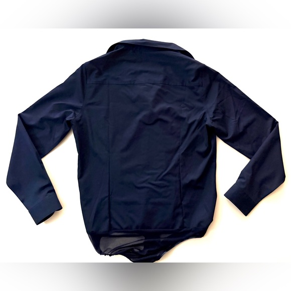 NWT Button Down Long Sleeve Bodysuit Navy Blue Size S - Picture 2 of 13